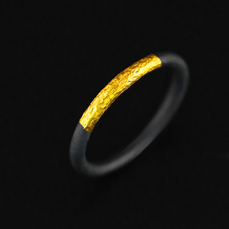 WorldNorse Handcrafted 999 Silver True Self Ring - Black&Gold - AU Size V1/2 (US 11) - image 1