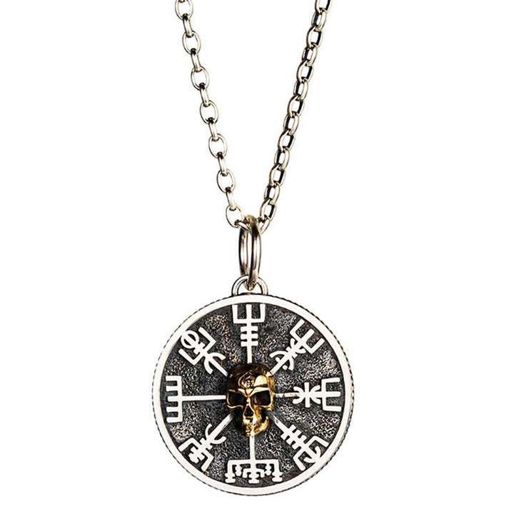 WorldNorse 925 Sterling Silver Vegvisir Skull Necklace - image 4