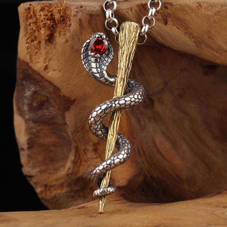 WorldNorse Ancient Egypt Staff Of Snake Protection God Necklace - With Rolo Chain - image 4