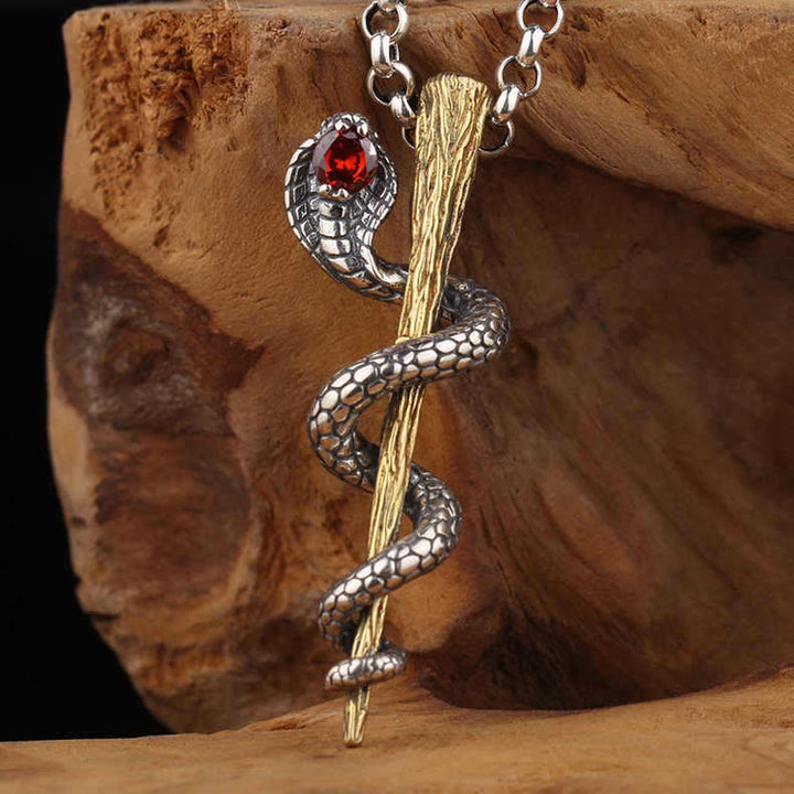 WorldNorse Ancient Egypt Staff Of Snake Protection God Necklace - With Rolo Chain - image 4