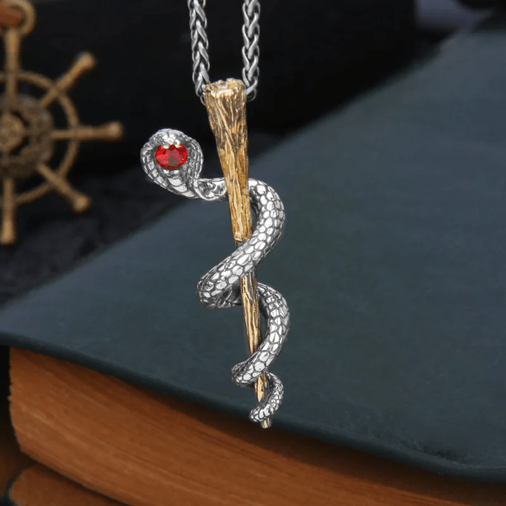 WorldNorse Ancient Egypt Staff Of Snake Protection God Necklace - With Wheat Chain - image 7
