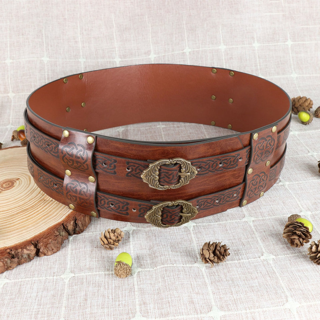 WorldNorse Leather Arm Bracers Belt Pouch Bag Set - image 6