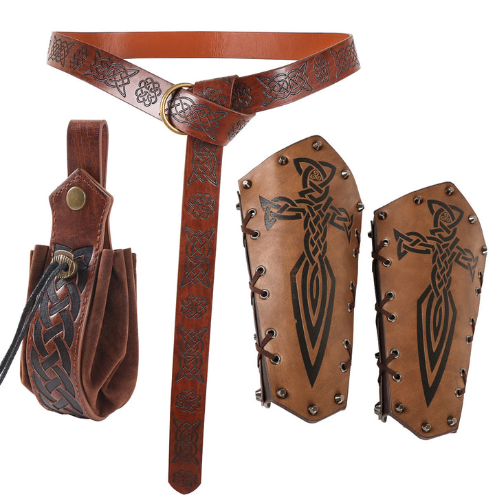WorldNorse Viking Prints Arm Bracers / Belt / Belt Pouch Bag - Arm Bracers+Belt+Belt Pouch Bag - image 1