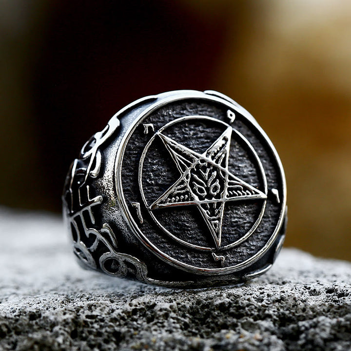 WorldNorse Gothic Pentagram Satan Ring - US 13 - image 0