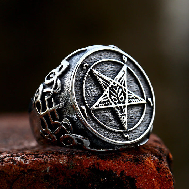 WorldNorse Gothic Pentagram Satan Ring - image 2