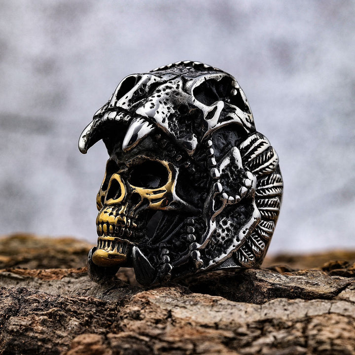 WorldNorse Skull Helmet Stainless Steel Ring