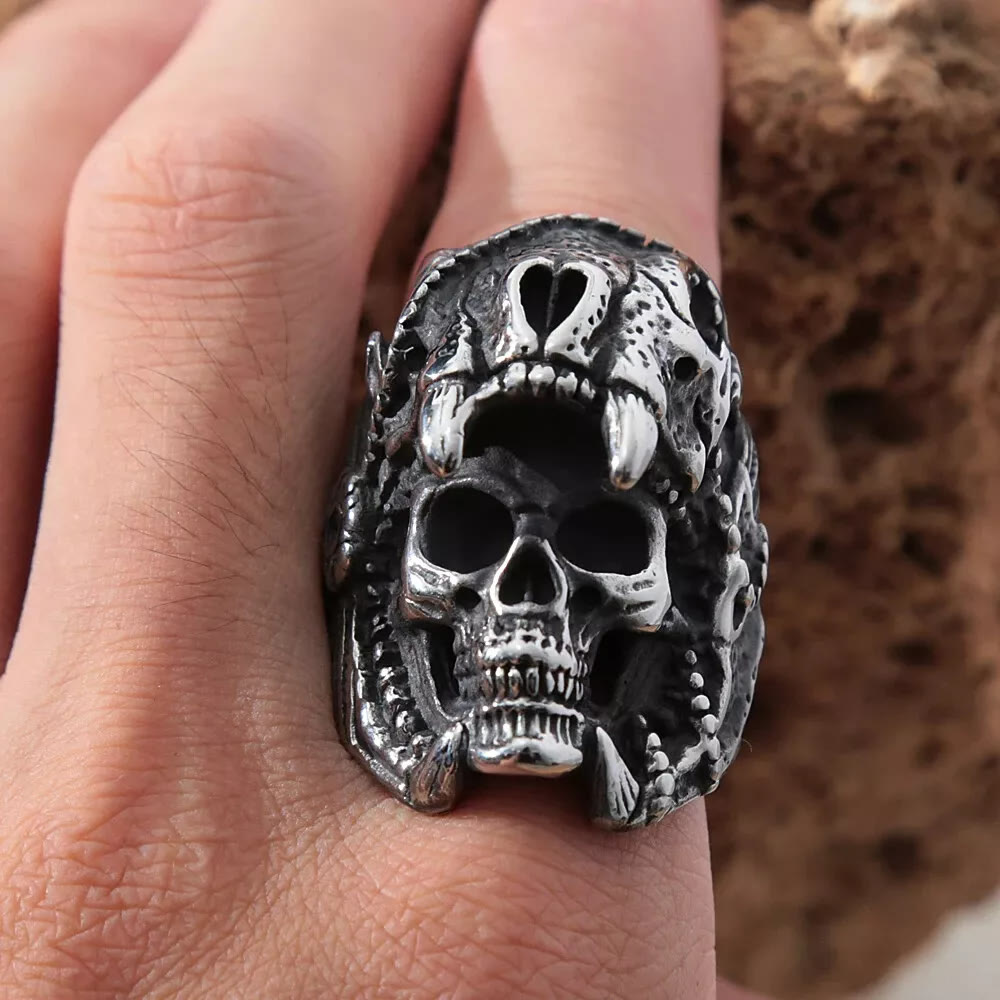 WorldNorse Skull Helmet Stainless Steel Ring