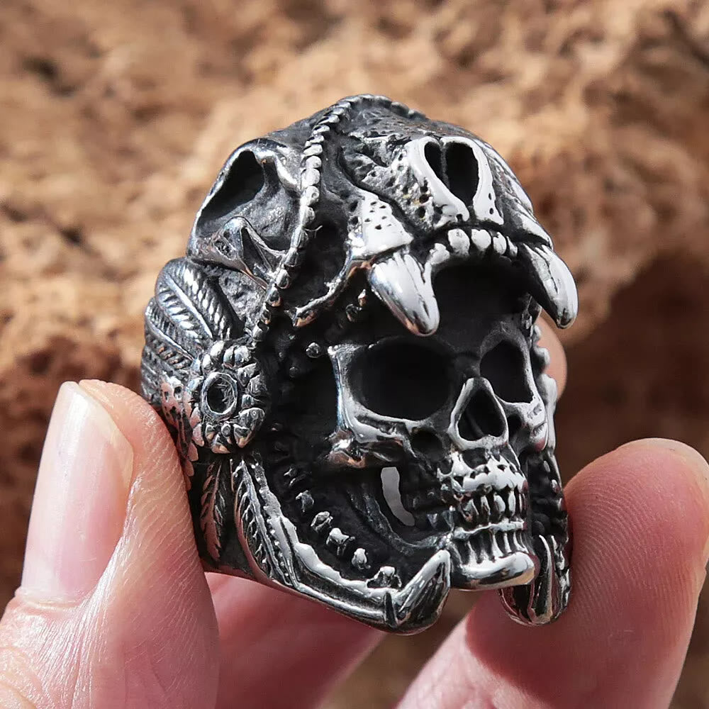 WorldNorse Skull Helmet Stainless Steel Ring