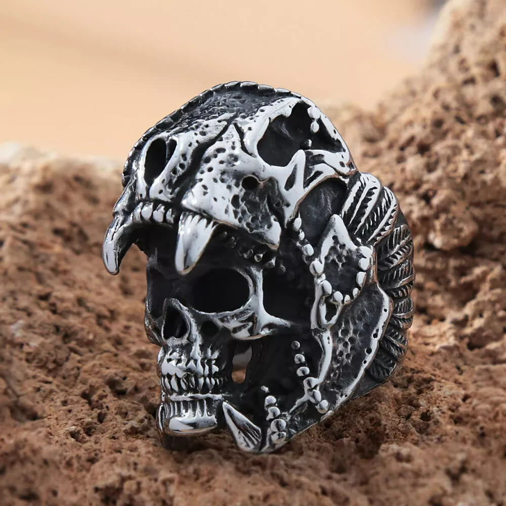 WorldNorse Skull Helmet Stainless Steel Ring