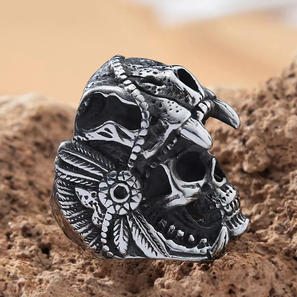 WorldNorse Skull Helmet Stainless Steel Ring
