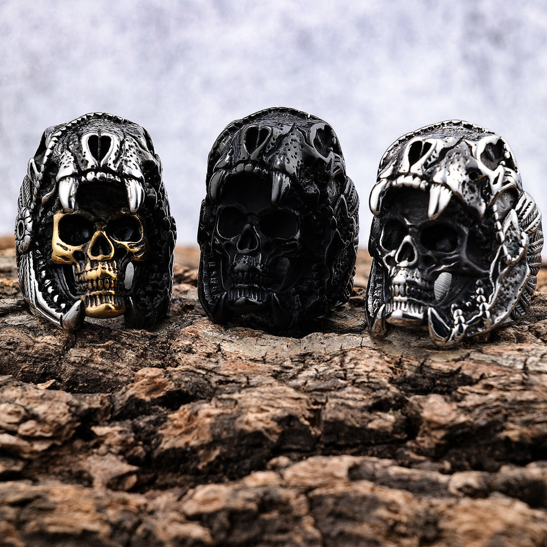 WorldNorse Skull Helmet Stainless Steel Ring