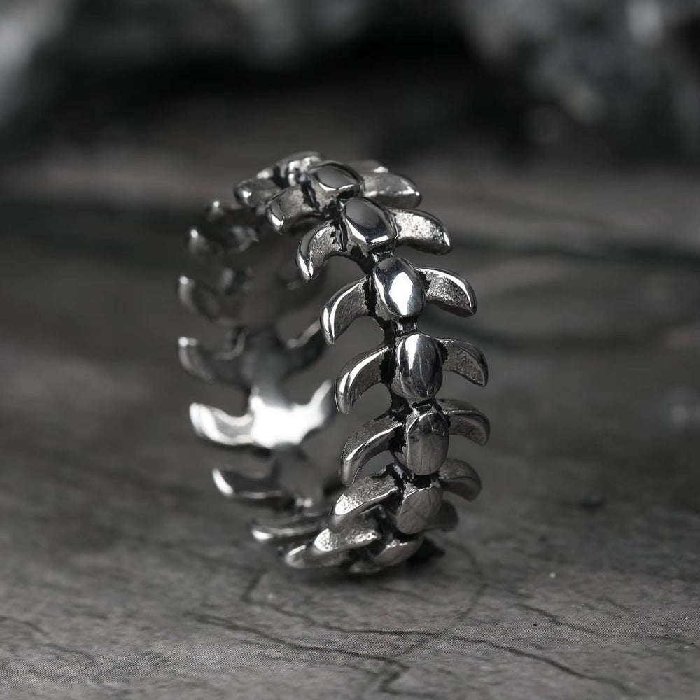 WorldNorse Gothic Retro Spine Fish Bone Ring - image 1
