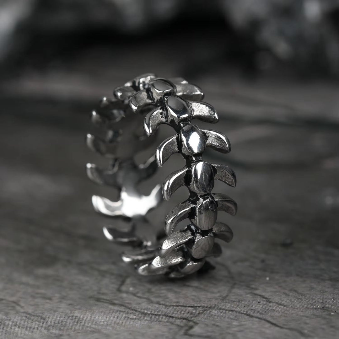 WorldNorse Gothic Retro Spine Fish Bone Ring - image 1