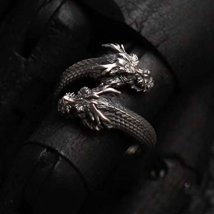 WorldNorse Retro Two-Headed Norse Dragon Ring