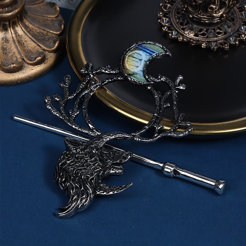 WorldNorse Crescent Moon Wolf Hairpin