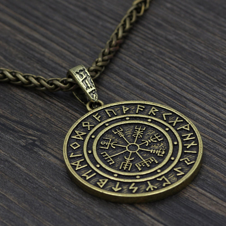WorldNorse Vegvisir Rune Round Necklace - Bronze - With Chain - image 11