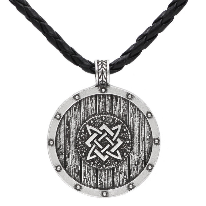 WorldNorse Viking Round Shield Necklace - Retro Silver - With Leather Rope - image 4