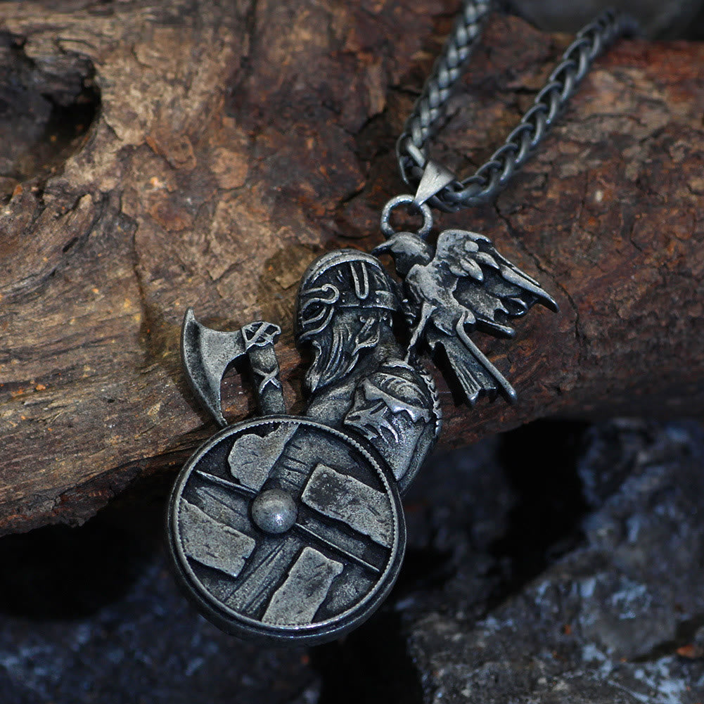 WorldNorse Viking Axe Shield Raven Necklace - image 4