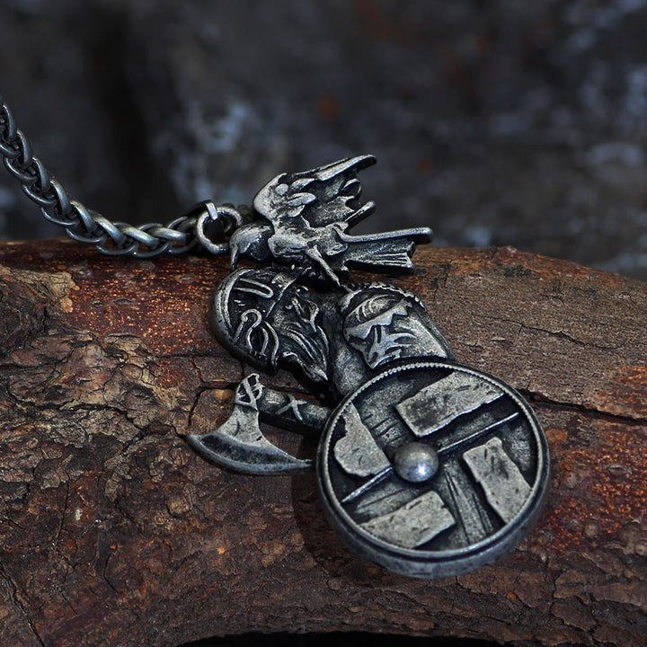 WorldNorse Viking Axe Shield Raven Necklace - image 6