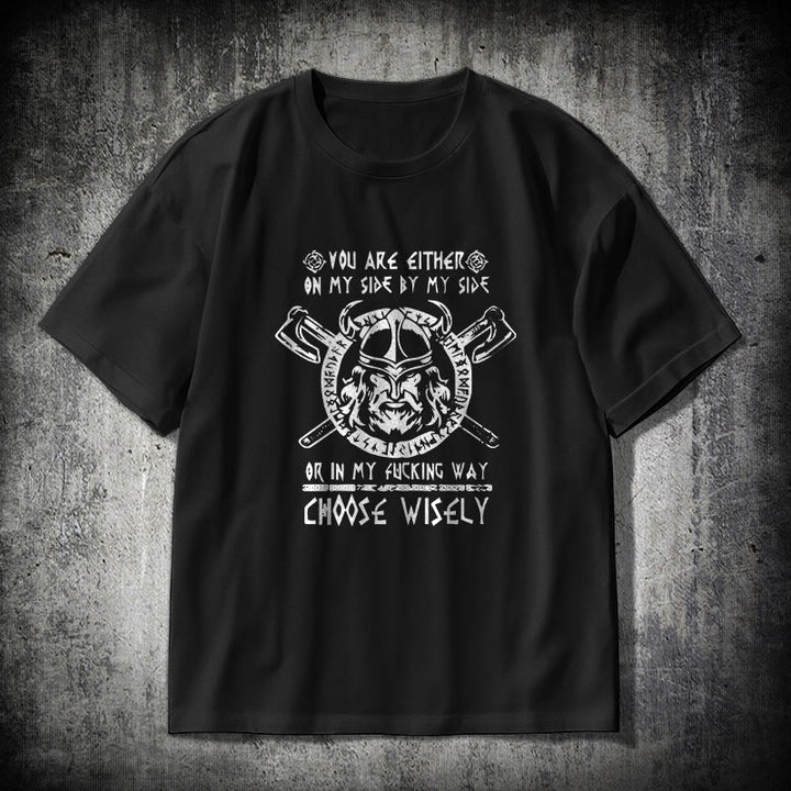 WorldNorse Vikings Rune Odin Symbol Axe T-shirt - Black - 2XL - image 0