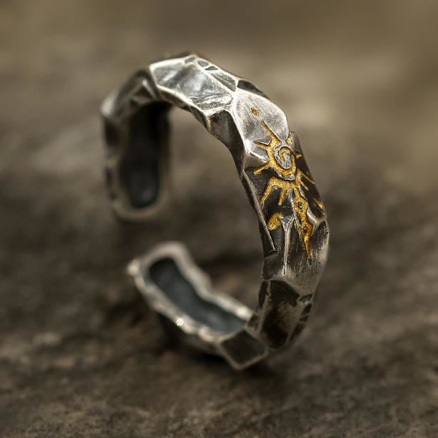 WorldNorse Handcrafted 925 Silver Wishing Stone Ring - Retro Silver - image 2