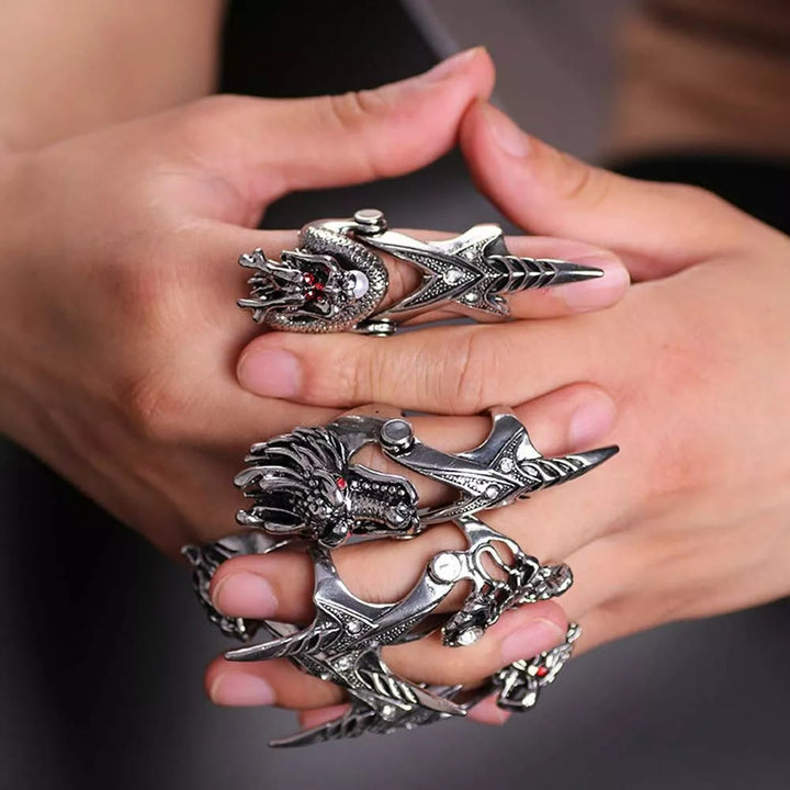 WorldNorse Norse Dragon Skull Full Finger Ring