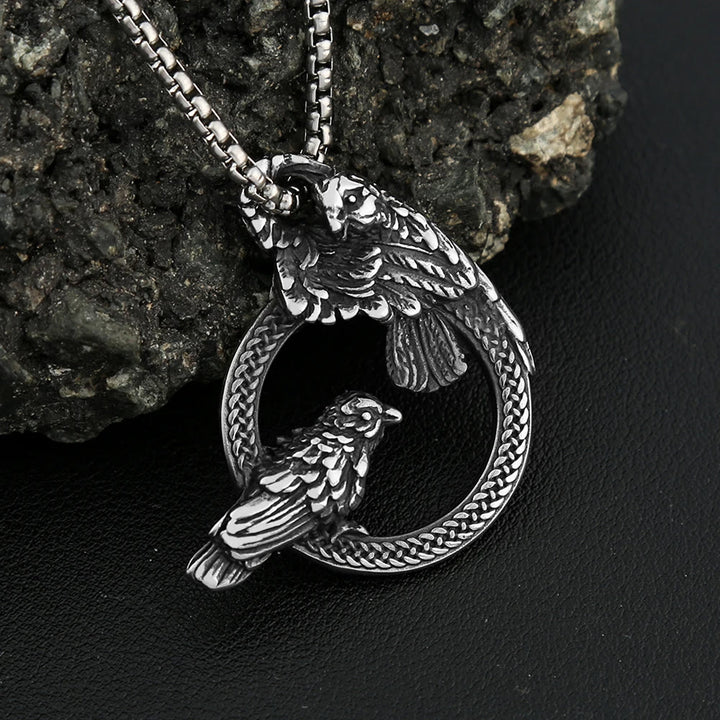 WorldNorse Handmade Odin's Ravens Huginn and Muninn Necklace - image 10