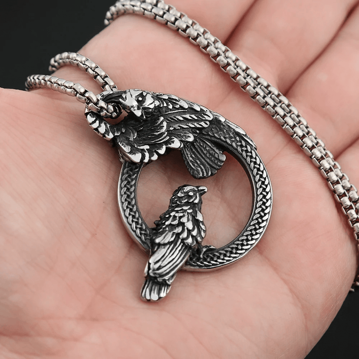 WorldNorse Handmade Odin's Ravens Huginn and Muninn Necklace - image 7