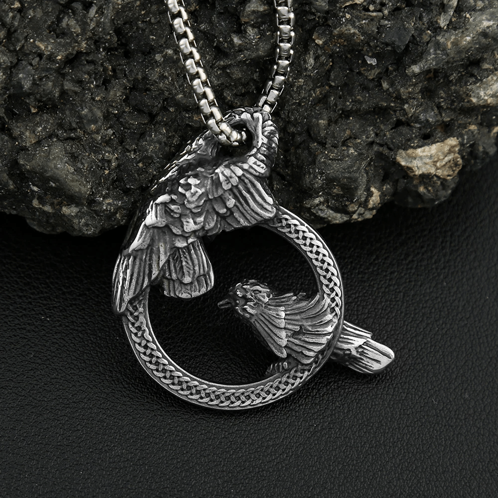 WorldNorse Handmade Odin's Ravens Huginn and Muninn Necklace - image 9
