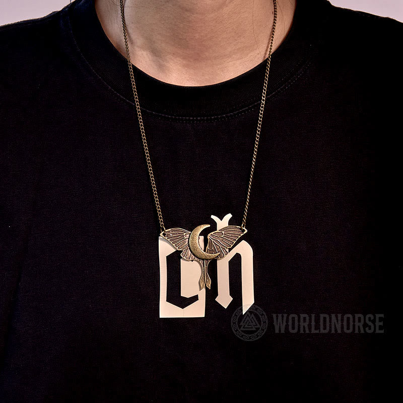 WorldNorse Gothic Moon Moth Dangle Necklace - image 8