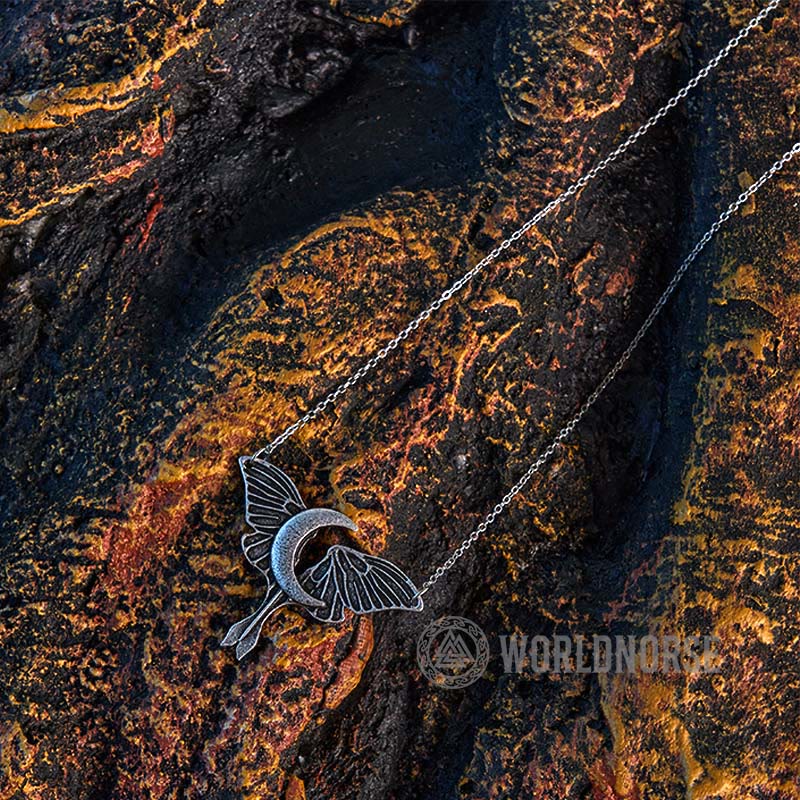 WorldNorse Gothic Moon Moth Dangle Necklace - image 5