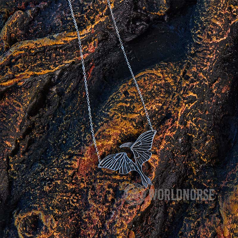 WorldNorse Gothic Moon Moth Dangle Necklace - image 4