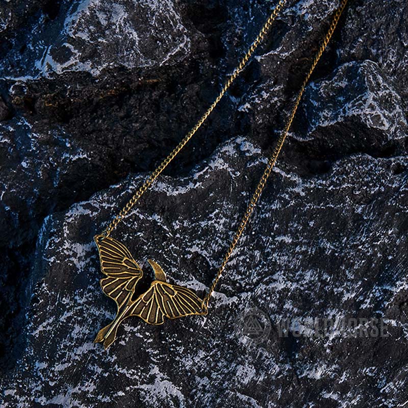 WorldNorse Gothic Moon Moth Dangle Necklace - image 10