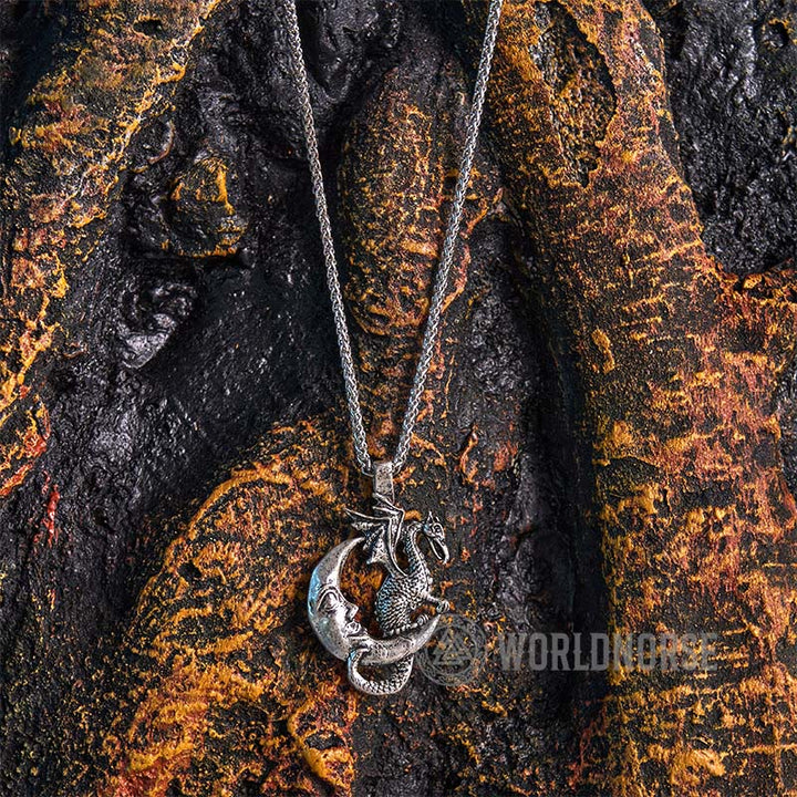 WorldNorse Mythical Viking Dragon Moon Necklace - image 2