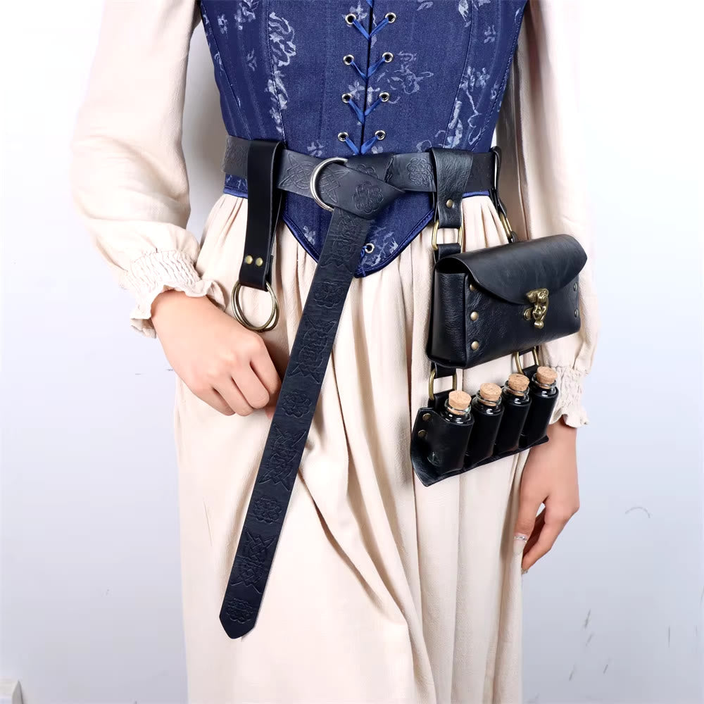 WorldNorse Medieval Witch Leather Belt Pouch Bag - image 1