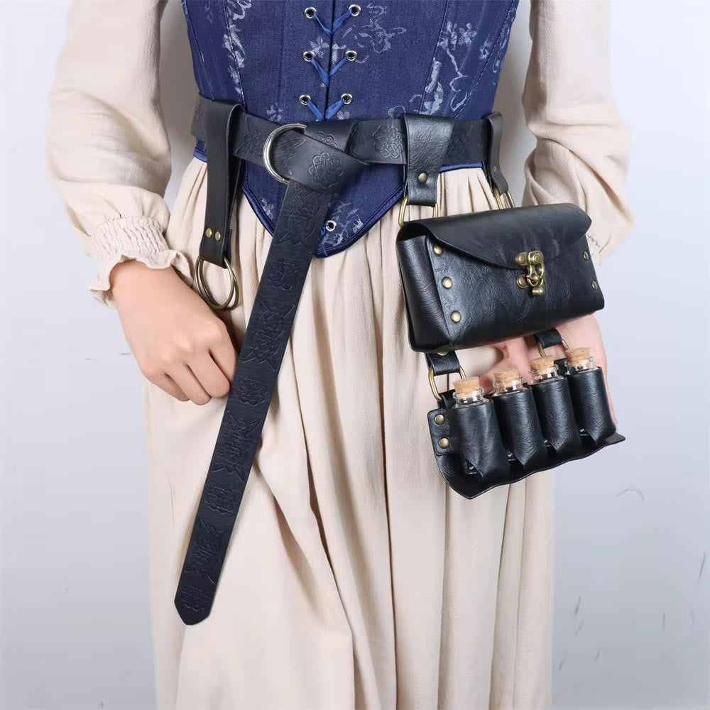 WorldNorse Medieval Witch Leather Belt Pouch Bag - image 3