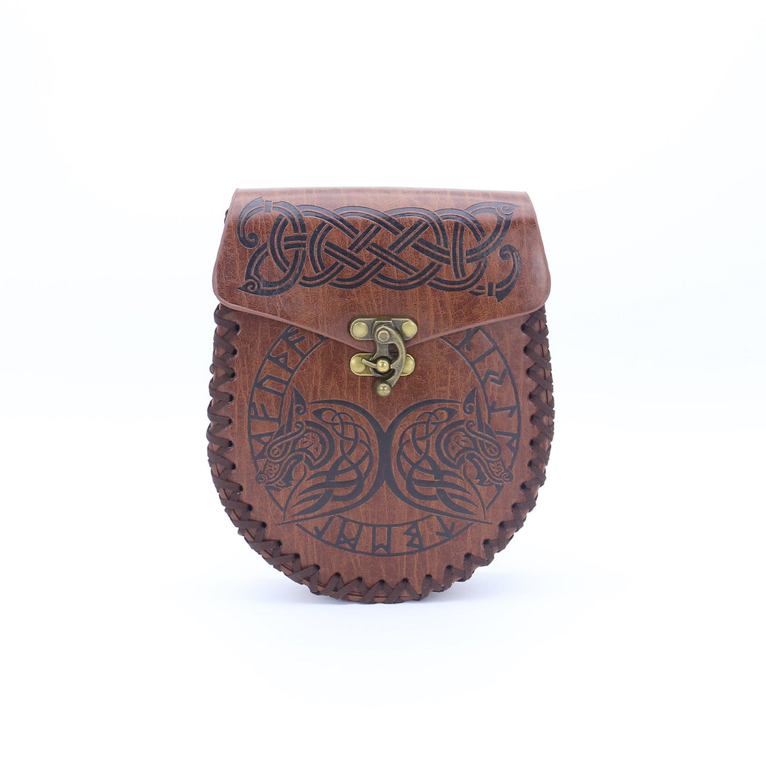 WorldNorse Viking Axe Norse Dragon Wolves Leather Belt Pouch Bag  - image 11