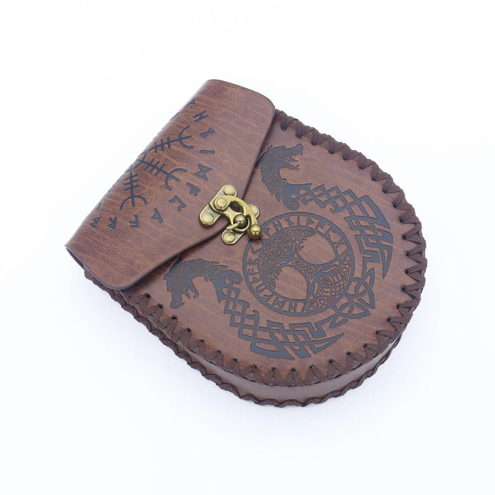 WorldNorse Viking Axe Norse Dragon Wolves Leather Belt Pouch Bag  - image 7