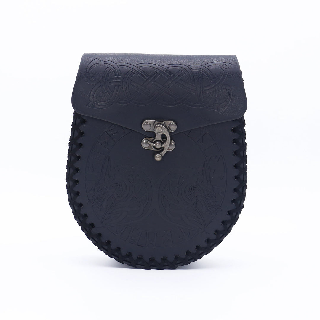 WorldNorse Viking Axe Norse Dragon Wolves Leather Belt Pouch Bag  - image 13