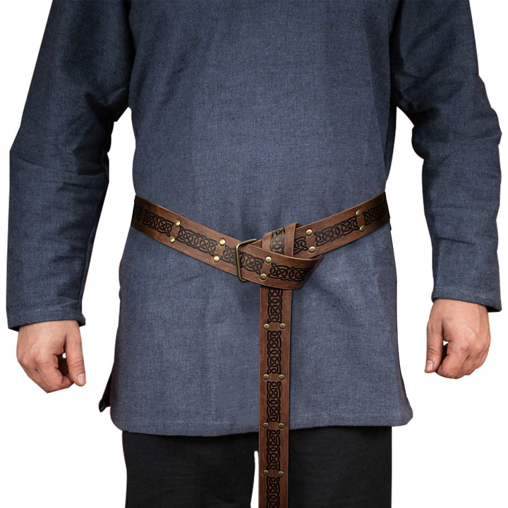 WorldNorse Square Buckle Embossed Leather Belt