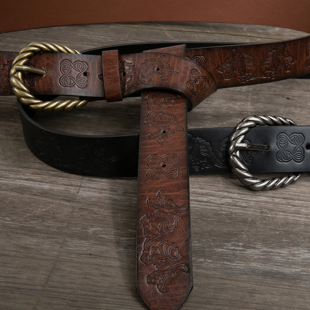 WorldNorse Vintage Fenrir Embossed Belt