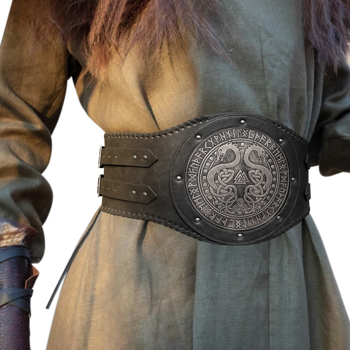 WorldNorse Vintage Serpent Valknut Rune Waistband - Black - image 0