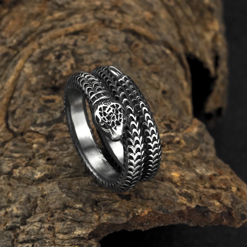 WorldNorse Snake King Titanium Steel Coil Ring - AU Size Z+1（US 14） - image 0