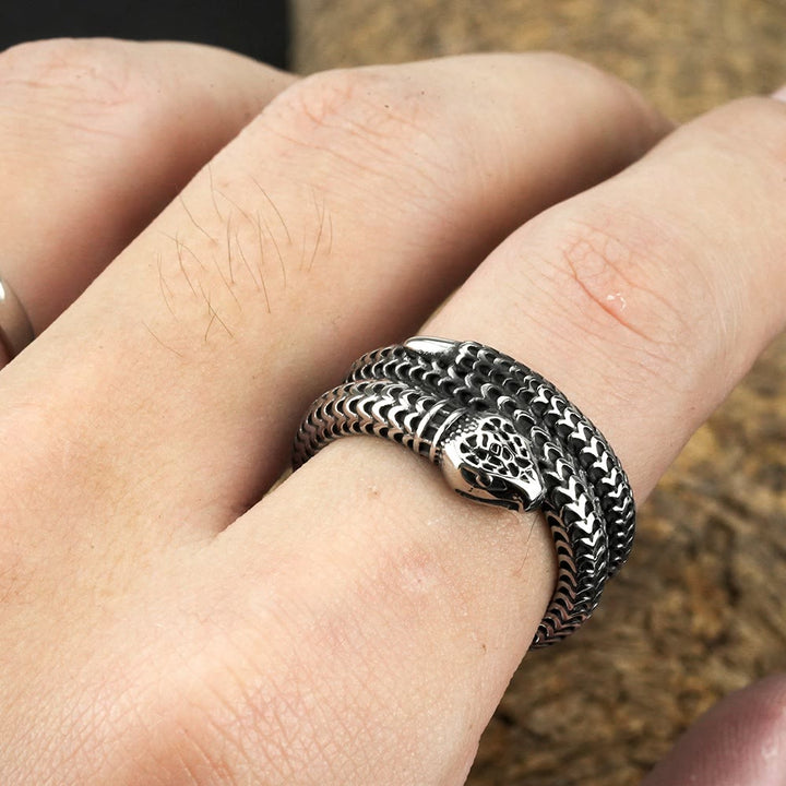 WorldNorse Snake King Titanium Steel Coil Ring - image 1