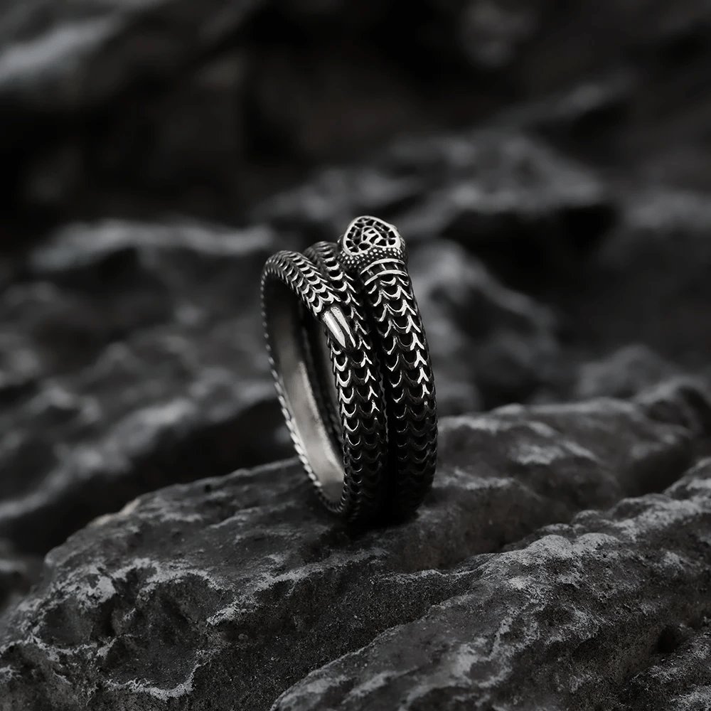 WorldNorse Snake King Titanium Steel Coil Ring - image 6