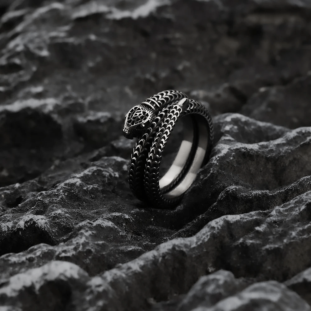 WorldNorse Snake King Titanium Steel Coil Ring - image 4