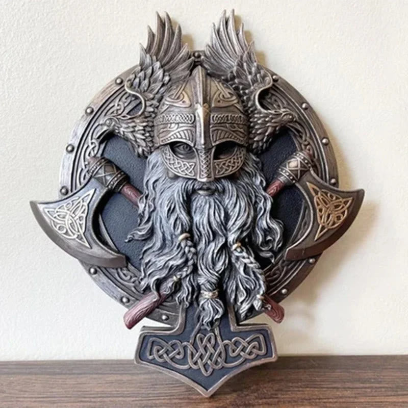 WorldNorse Viking Berserker Double Axe Plaque Statue - Decor - image 0