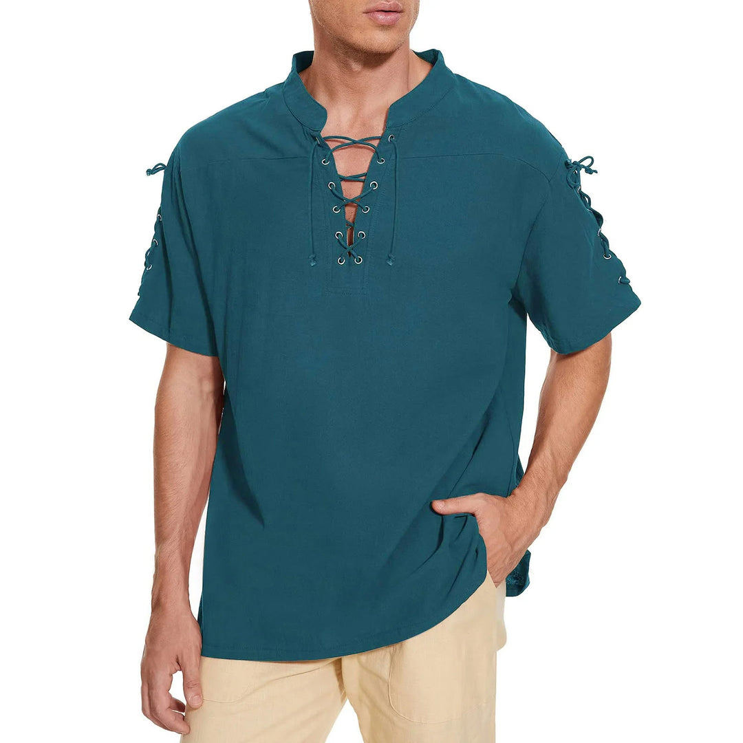 WorldNorse Medieval Lace-Up Short Sleeve Costume Shirt - image 18
