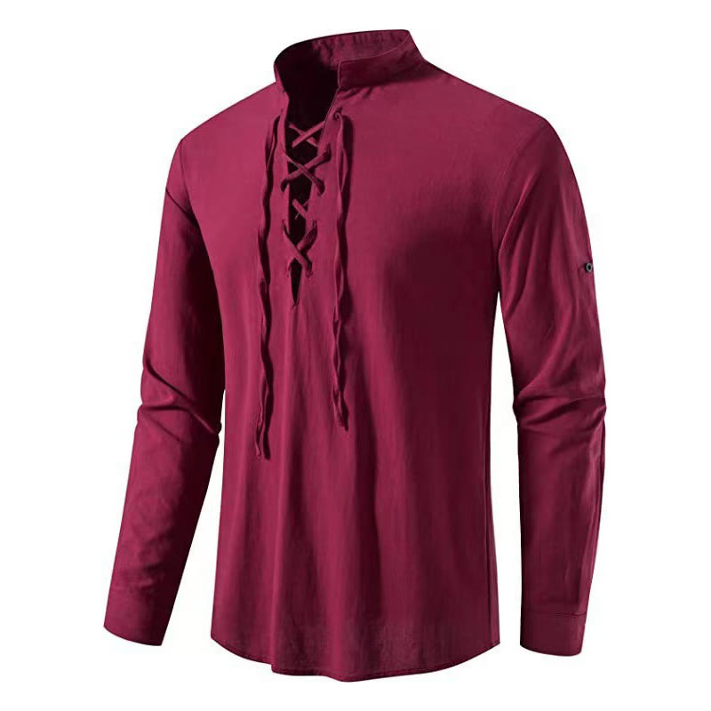 WorldNorse Medieval Lace-Up Pirate Tunic Costume Shirt - Red - 3XL - image 15