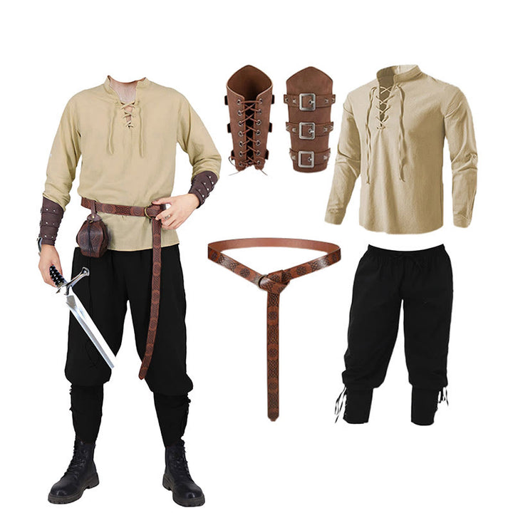 WorldNorse Medieval Nordic Tunic 4-Piece Costume Set